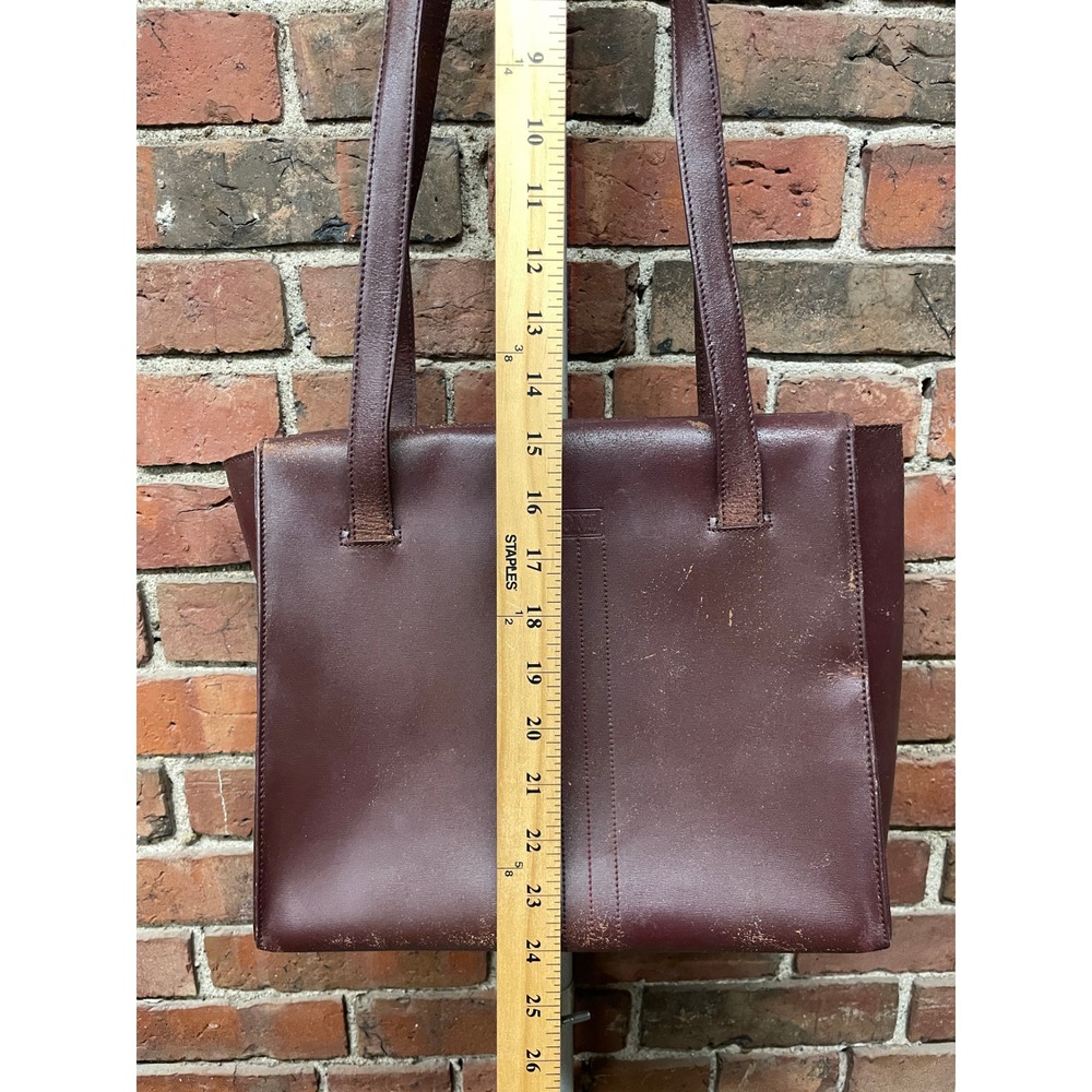 Missoni Leather Tote Bag Burgundy Textured Stitch Shoulder Purse Womens M VTG - Picture 7 of 16